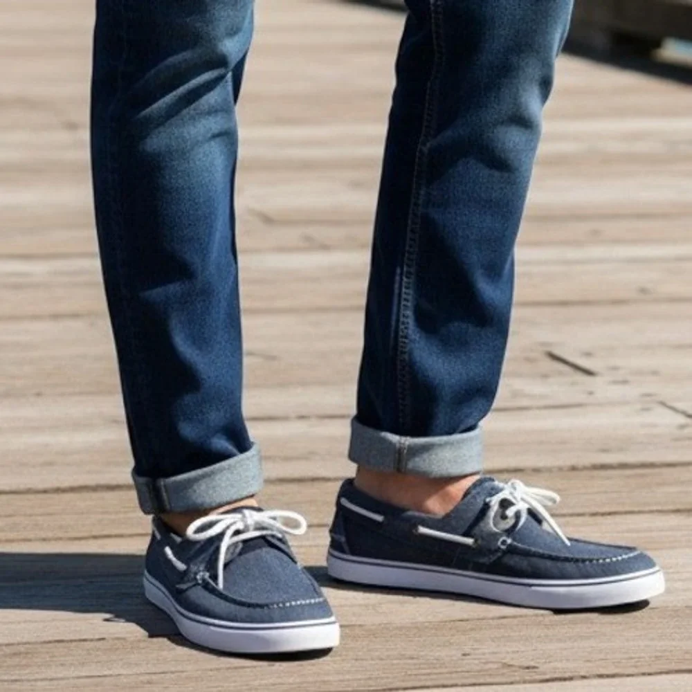 Dockers Mens Beacon Navy Canvas Boat Shoes 90-90024 Size 12M